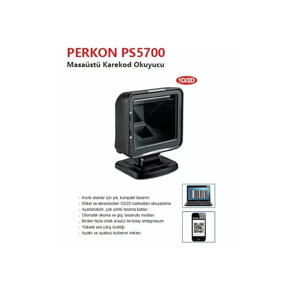 PERKON PS5700 USB 1D/2D (Karekod) Barkod Okuyucu
